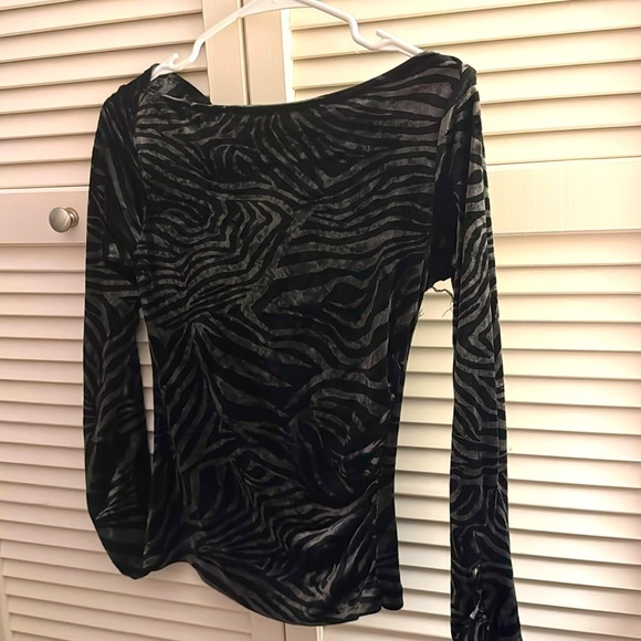 Anna Rachele Italian Designer EUC Velvet Zebra Print Long Sleeve Top Size Small - Picture 1 of 4